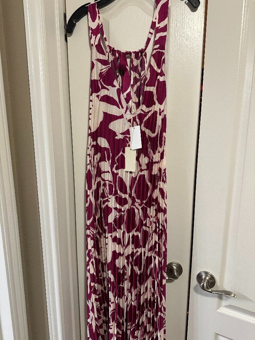 Melloday Pleated Satin Maxi Wedding Guest Dress, NWT Nordstrom, Large 12-14